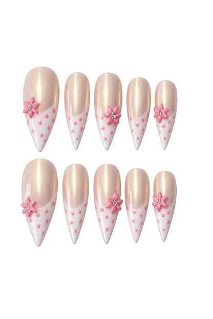 Blush Bloom natural nude pink handmade reusable press-on nails