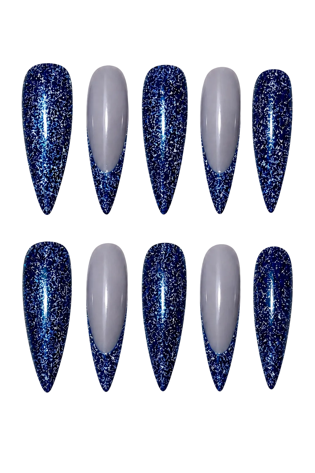 Blue Ray of Radiance iridescent aurora beam blue handmade reusable press-on nails