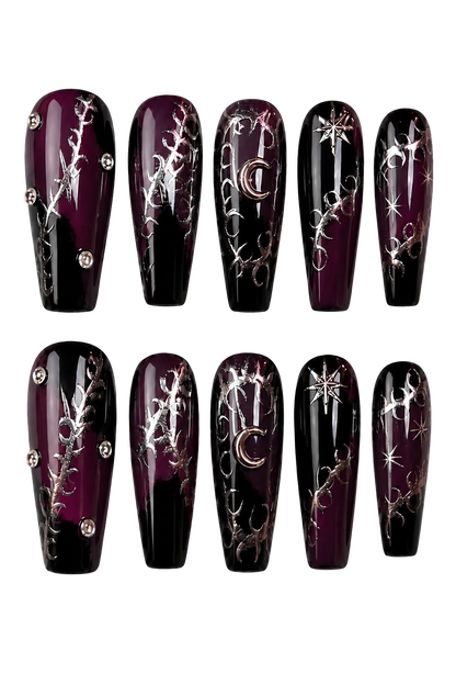 Noria Nails DARK MOON RITUAL luxury press-on nails - 1