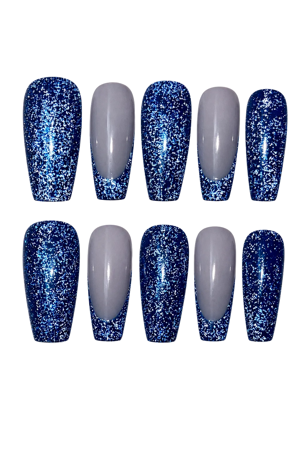 Blue Ray of Radiance iridescent aurora beam blue handmade reusable press-on nails