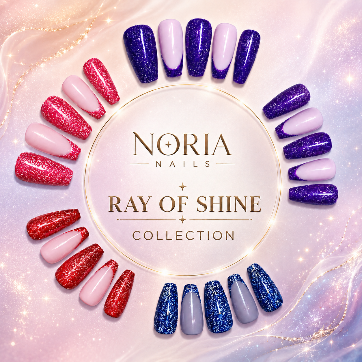Dark Purple Ray of Shine velvet effect deep purple magnetic handmade reusable press-on nails