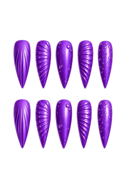 Mystic Violet Relief 3D textured accent deep violet handmade reusable press-on nails