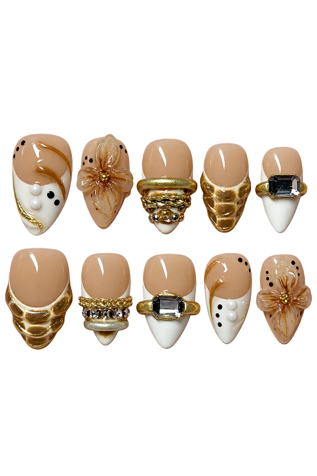 VINTAGE OPULENCE champagne gold vintage design reusable gel press-on nails - image 1 of 9