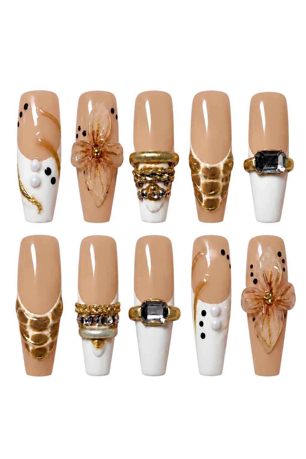VINTAGE OPULENCE champagne gold vintage design reusable gel press-on nails - image 8 of 9