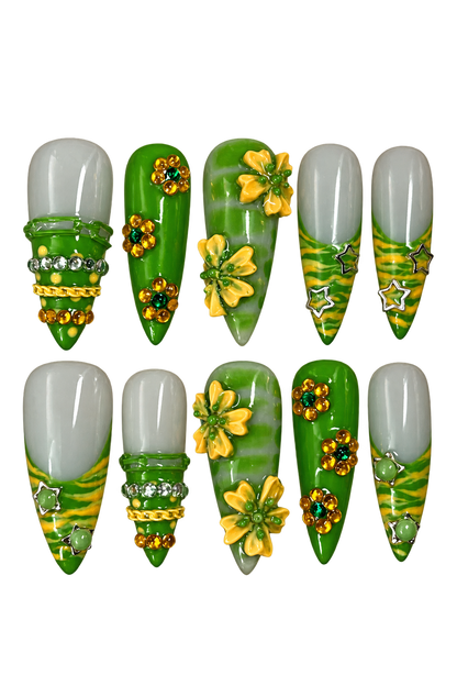 RIO BLOOM colourful floral reusable gel press-on nails, product view 1