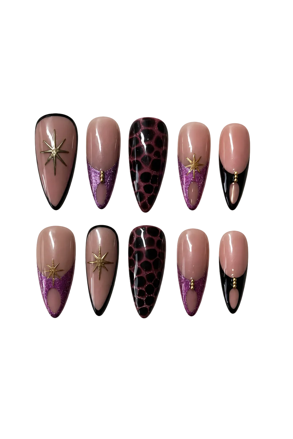 Midnight Aura Press-On Nails luxury handmade reusable press-on nails