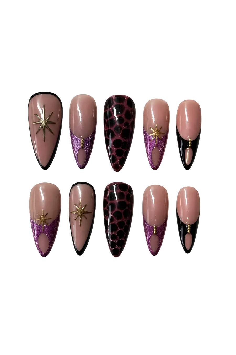Midnight Aura Press-On Nails luxury handmade reusable press-on nails